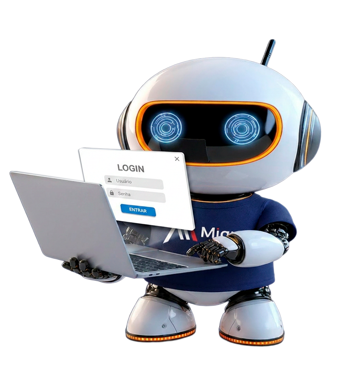 Robô Migra ajudando no atendimento